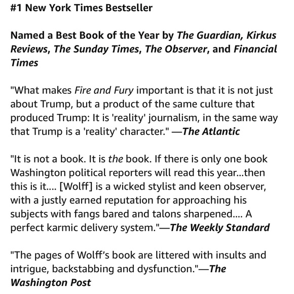 Fire and Fury-Inside the Trump White House-Hardcover Book by Michael Wolff - Picture 6 of 6